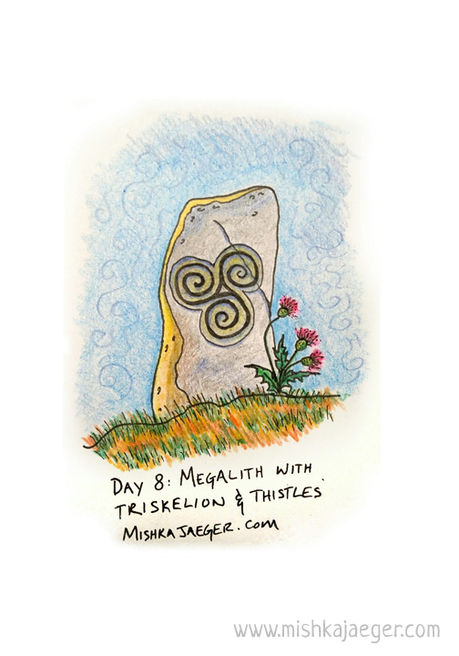Megalith With Triskelion and Thistles